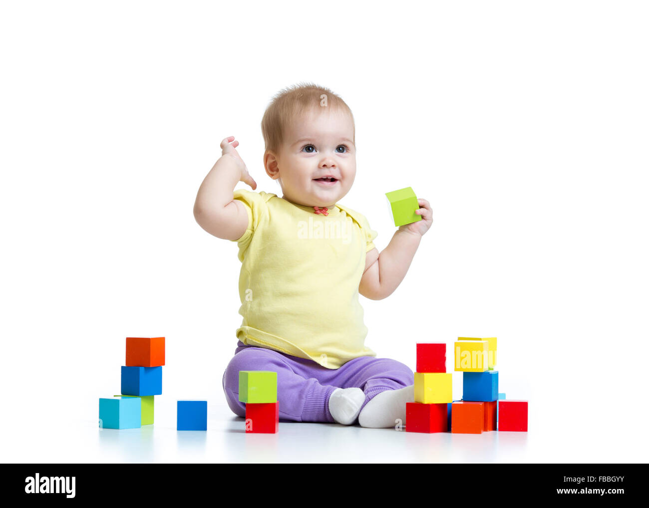 child playing wooden toy blocks isolated Stock Photo - Alamy