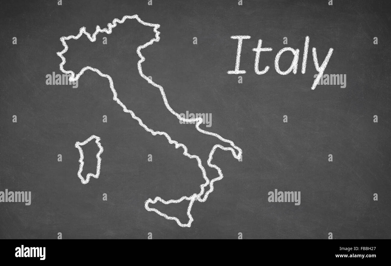 Italy map drawn on chalkboard Stock Photo