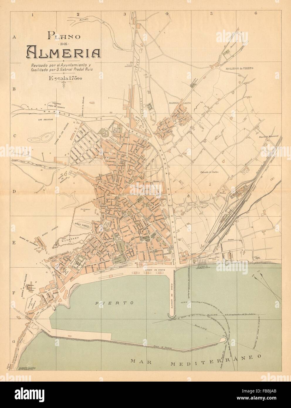 ALMERIA. Plano antiguo de la cuidad. Antique town/city plan. MARTIN, c1911 map Stock Photo Alamy