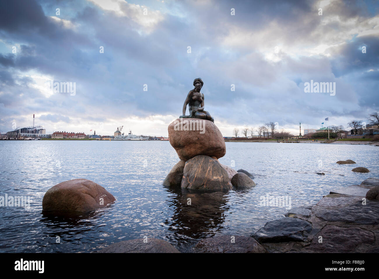 The Little Mermaid Statue on the waterfront Copenhagen, Denmark Stock