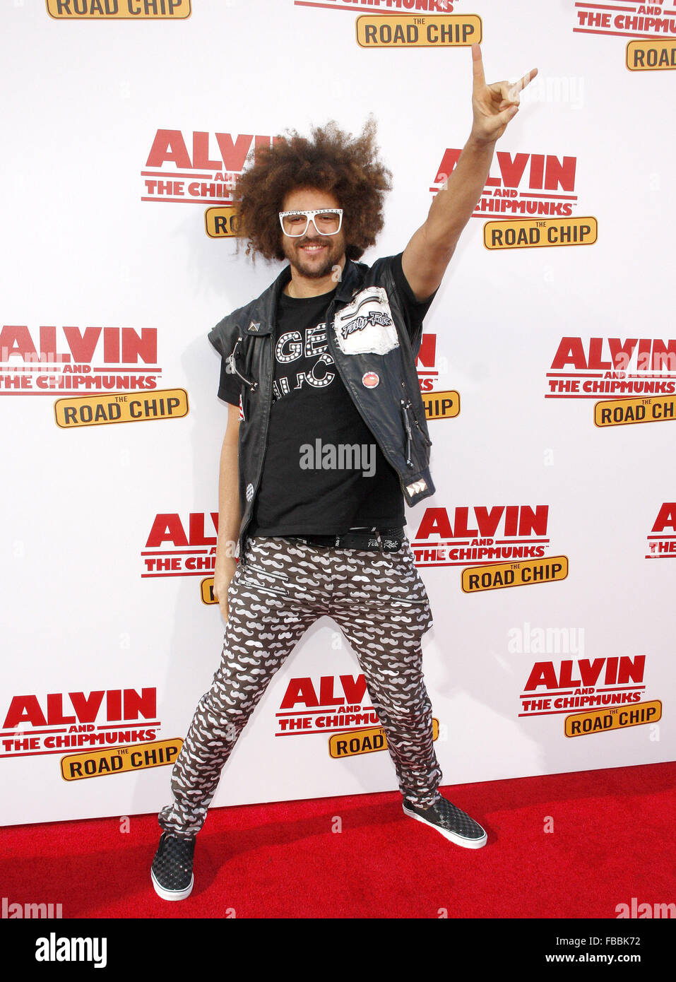 Los Angeles premiere of 'Alvin And The Chipmunks: The Road Chip' held at the Zanuck Theater - Arrivals  Featuring: Redfoo Where: Los Angeles, California, United States When: 12 Dec 2015 Stock Photo