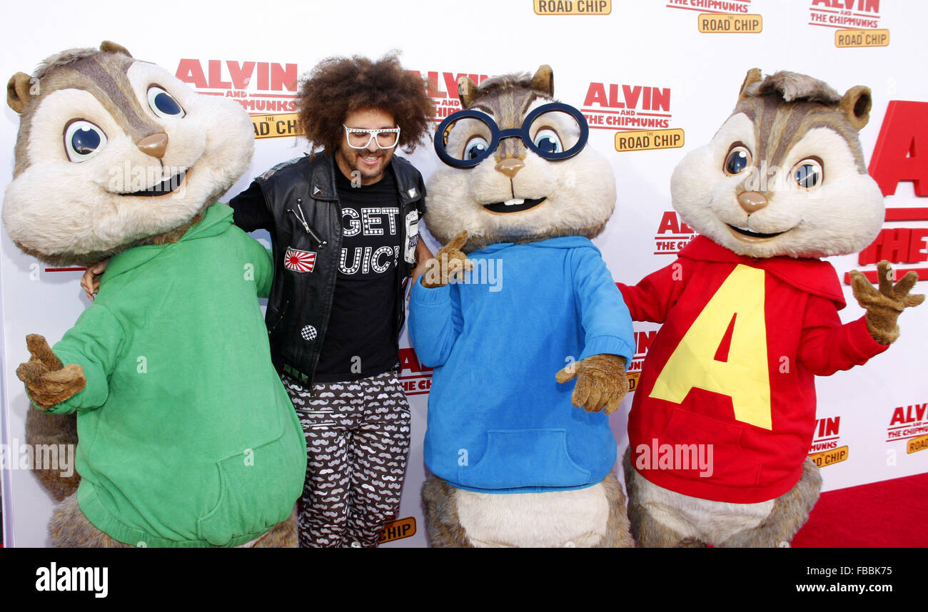 Los Angeles premiere of 'Alvin And The Chipmunks: The Road Chip' held at the Zanuck Theater - Arrivals  Featuring: Redfoo Where: Los Angeles, California, United States When: 12 Dec 2015 Stock Photo