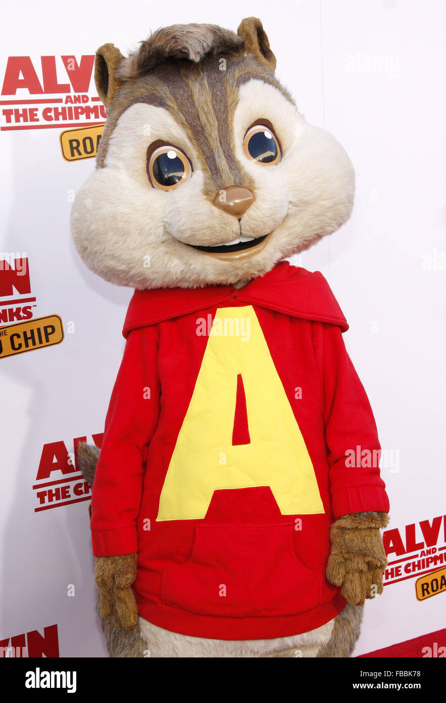 Los Angeles premiere of 'Alvin And The Chipmunks: The Road Chip' held at the Zanuck Theater - Arrivals  Featuring: Alvin Where: Los Angeles, California, United States When: 12 Dec 2015 Stock Photo