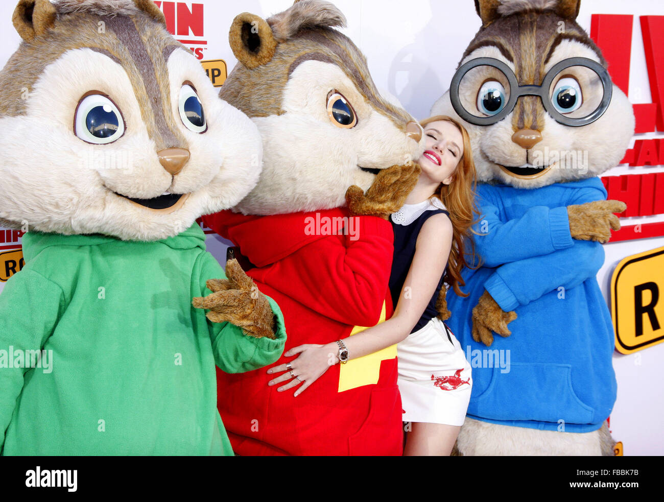 Los Angeles premiere of 'Alvin And The Chipmunks: The Road Chip' held at the Zanuck Theater - Arrivals  Featuring: Bella Thorne Where: Los Angeles, California, United States When: 12 Dec 2015 Stock Photo