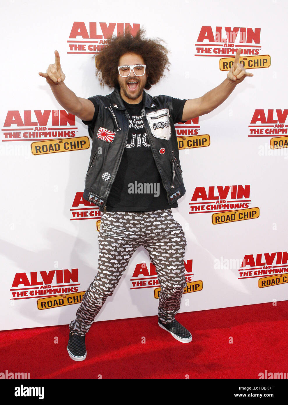 Los Angeles premiere of 'Alvin And The Chipmunks: The Road Chip' held at the Zanuck Theater - Arrivals  Featuring: Redfoo Where: Los Angeles, California, United States When: 12 Dec 2015 Stock Photo