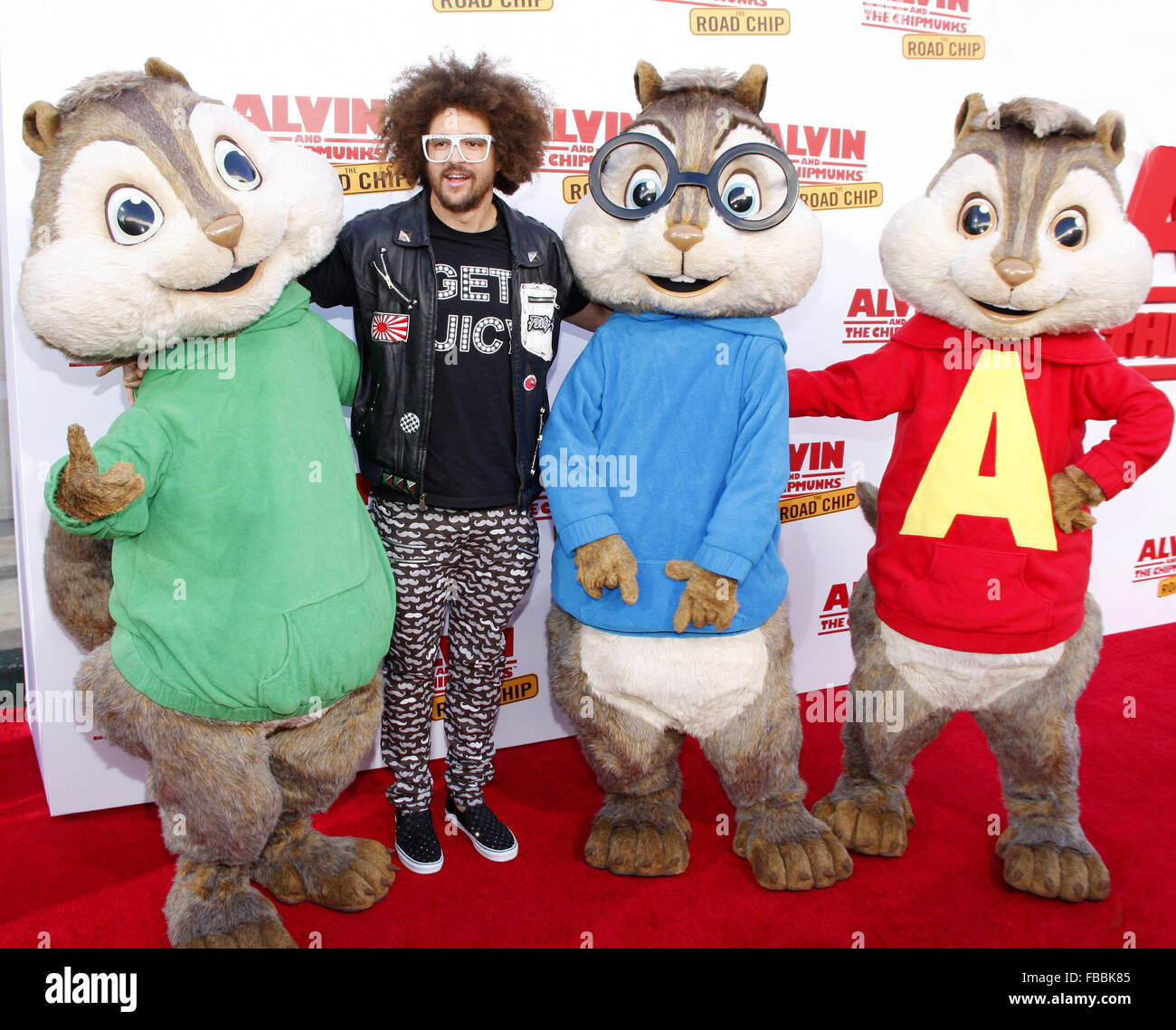 Los Angeles premiere of 'Alvin And The Chipmunks: The Road Chip' held at the Zanuck Theater - Arrivals  Featuring: Redfoo Where: Los Angeles, California, United States When: 12 Dec 2015 Stock Photo