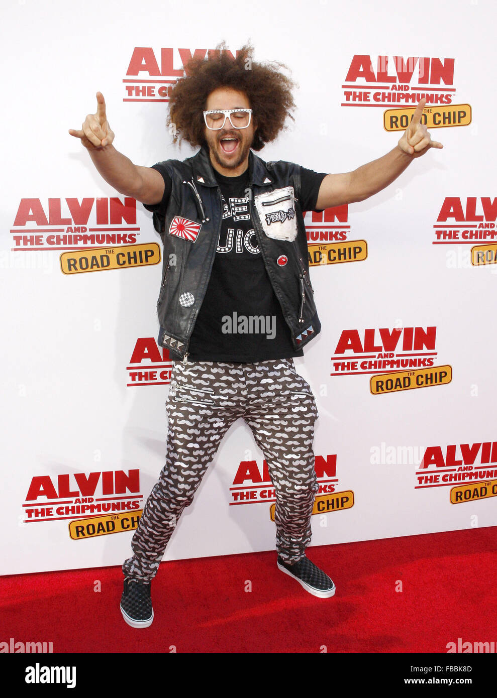 Los Angeles premiere of 'Alvin And The Chipmunks: The Road Chip' held at the Zanuck Theater - Arrivals  Featuring: Redfoo Where: Los Angeles, California, United States When: 12 Dec 2015 Stock Photo