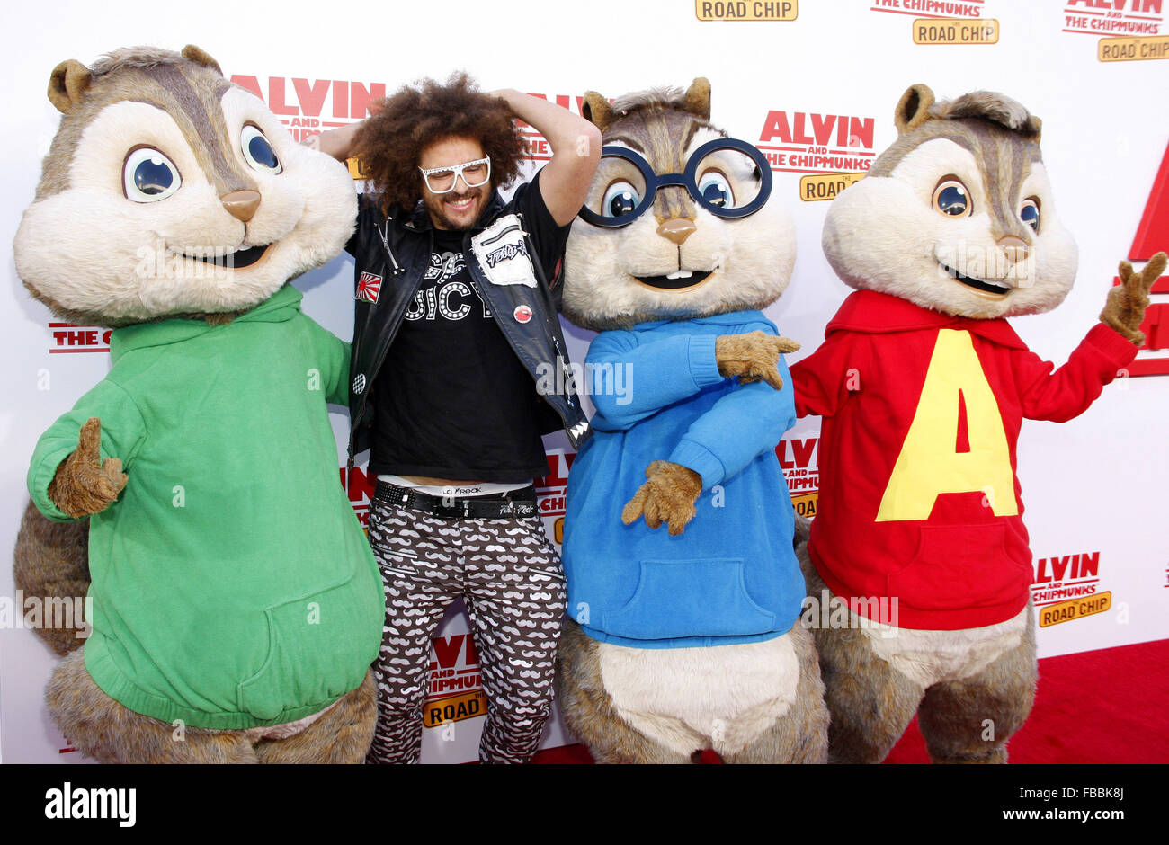 Los Angeles premiere of 'Alvin And The Chipmunks: The Road Chip' held at the Zanuck Theater - Arrivals  Featuring: Redfoo Where: Los Angeles, California, United States When: 12 Dec 2015 Stock Photo