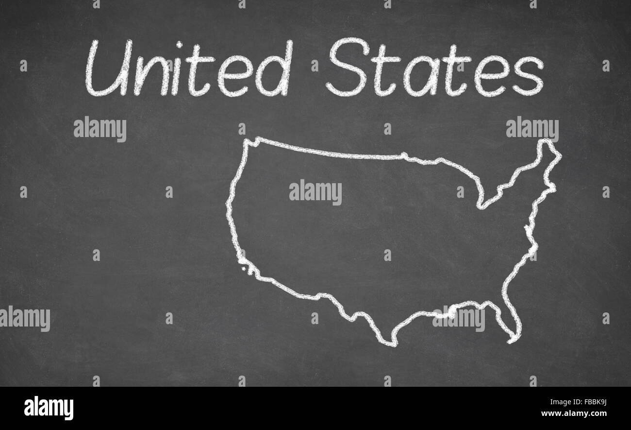 United States map drawn on chalkboard Stock Photo Alamy