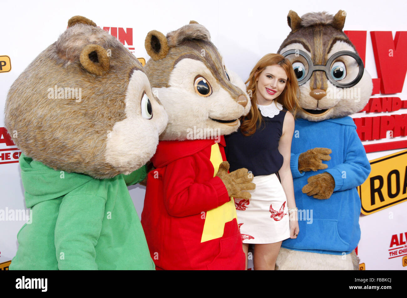 Los Angeles premiere of 'Alvin And The Chipmunks: The Road Chip' held at the Zanuck Theater - Arrivals  Featuring: Bella Thorne Where: Los Angeles, California, United States When: 12 Dec 2015 Stock Photo