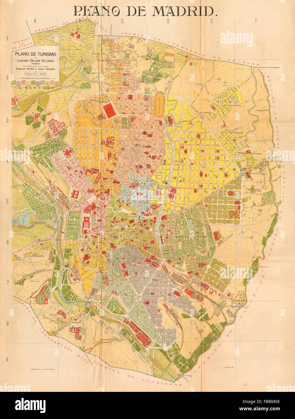 MADRID. Plano antiguo de la cuidad. Antique town/city plan. MARTIN, c1911 map Stock Photo