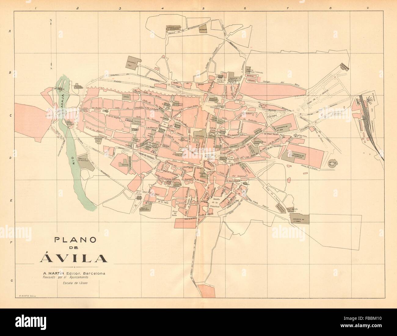 Antique town/city plan Plano antiguo de la cuidad ZAMORA MARTIN c1911 map 