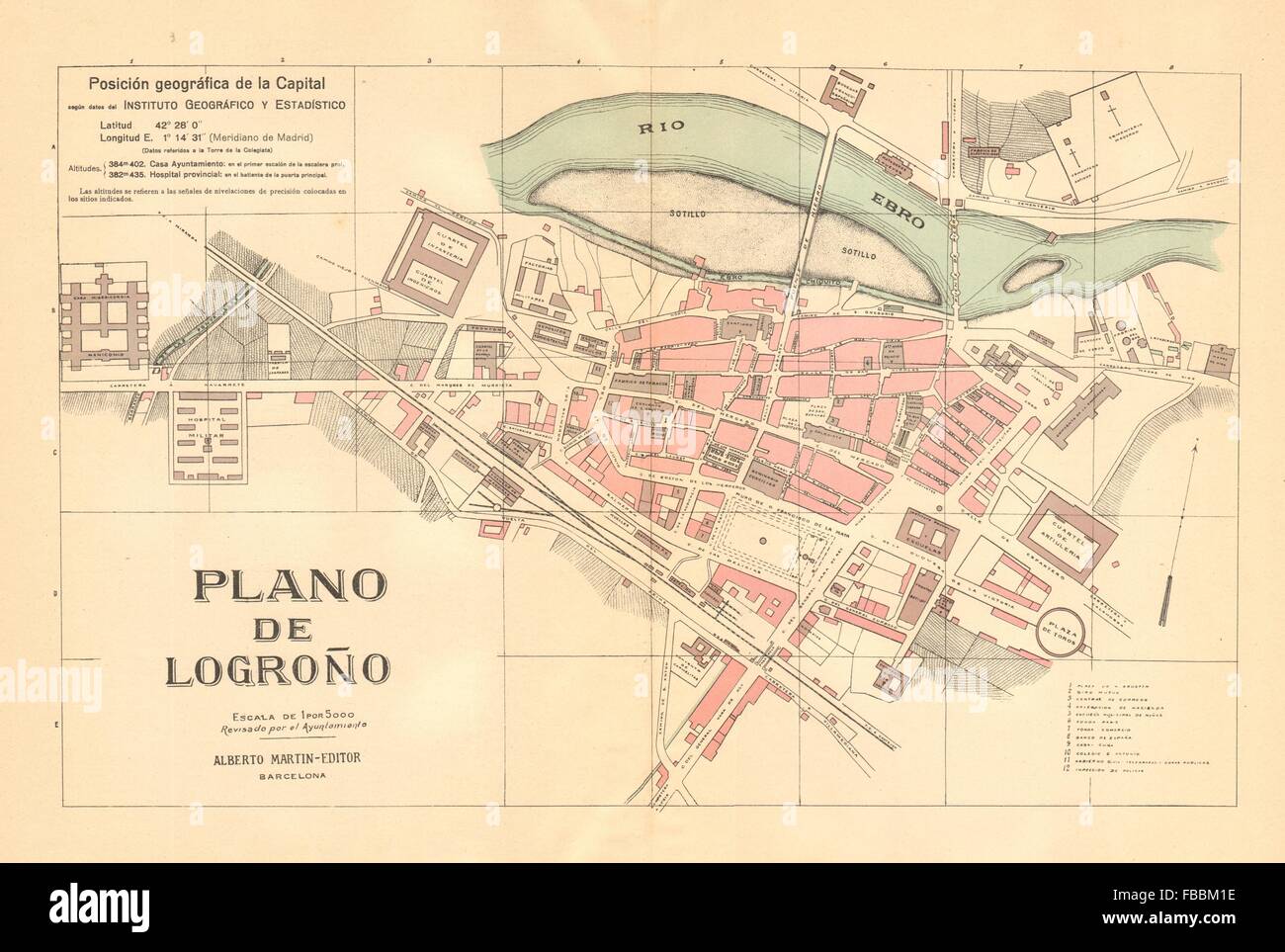 LOGRONO. Plano antiguo de la cuidad. Antique town/city plan. MARTIN ...