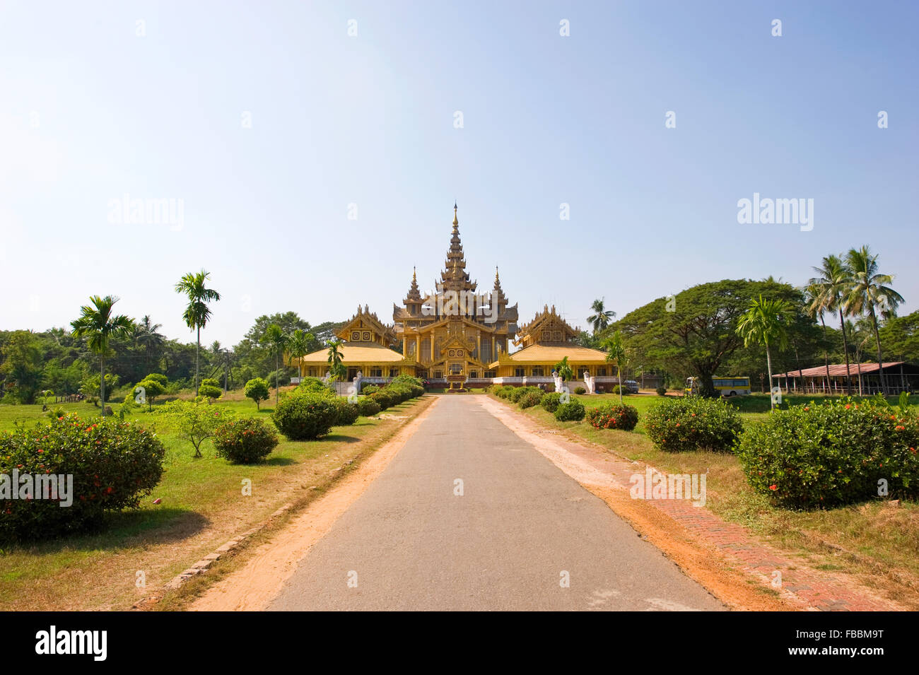 A view along the approach to the Kanbawzathadi Palace, Bago, Myanmar Stock Photo