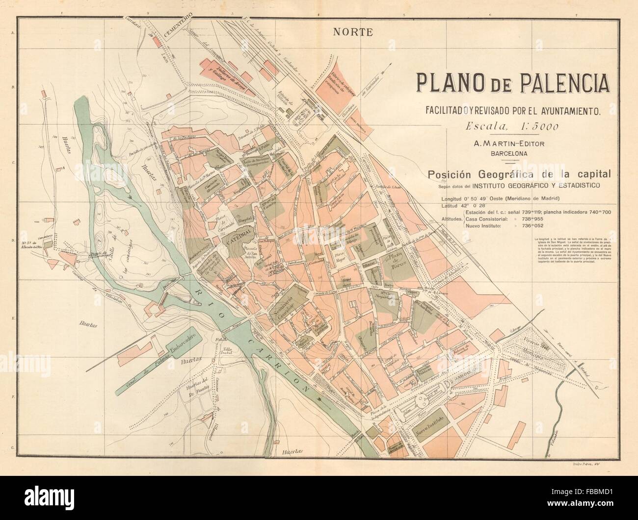 PALENCIA. Plano antiguo de la cuidad. Antique town/city plan. MARTIN ...