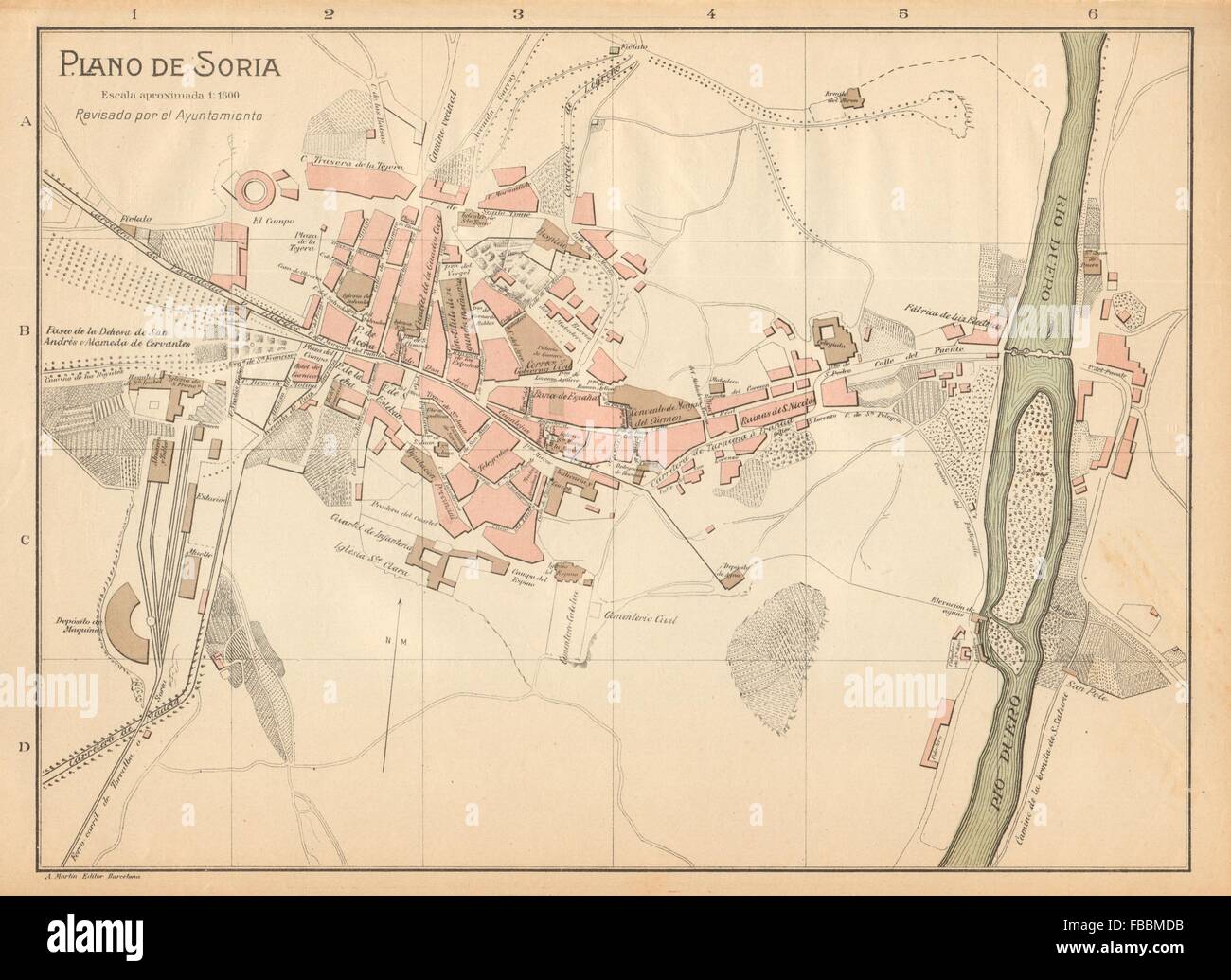 SORIA. Plano antiguo de la cuidad. Antique town/city plan. MARTIN, c1911 map Stock Photo