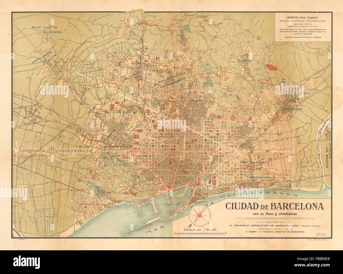 Antique town/city plan MARTIN c1911 map Plano antiguo de la cuidad CADIZ 