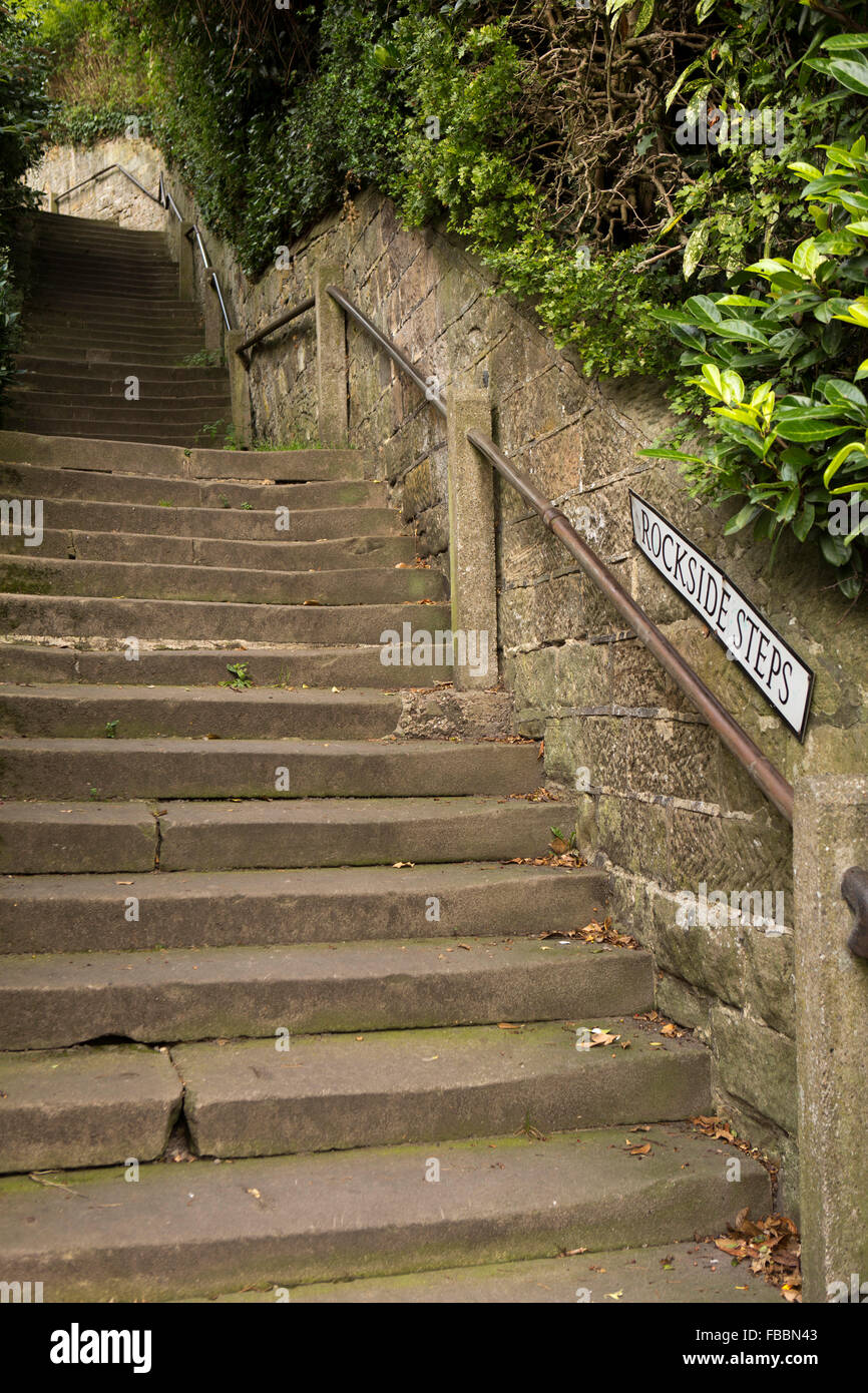 UK, England, Derbyshire, Matlock, Wellington Street, Rockside Steps to