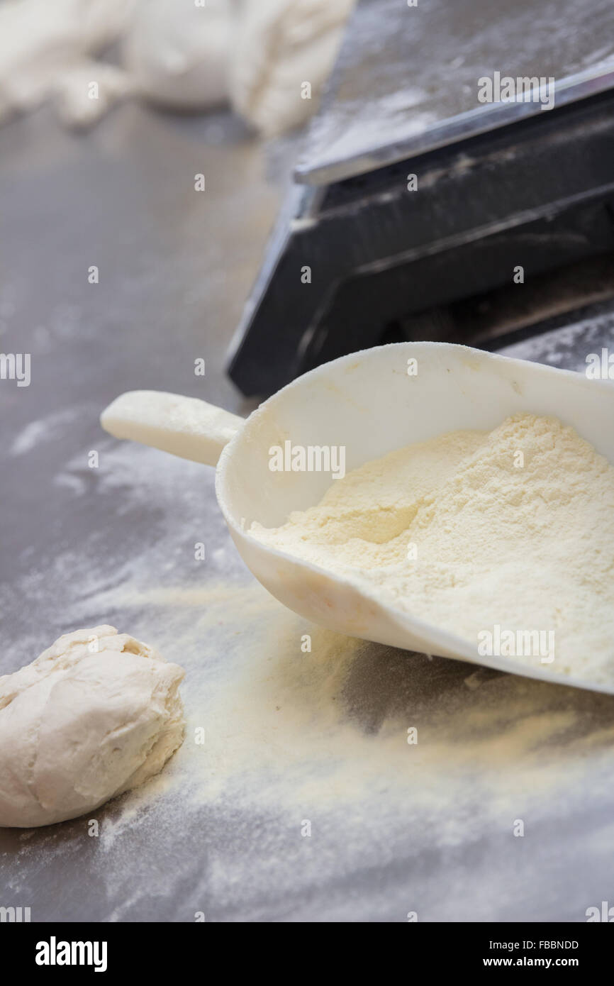 flour blade dough kitchen close up Stock Photo