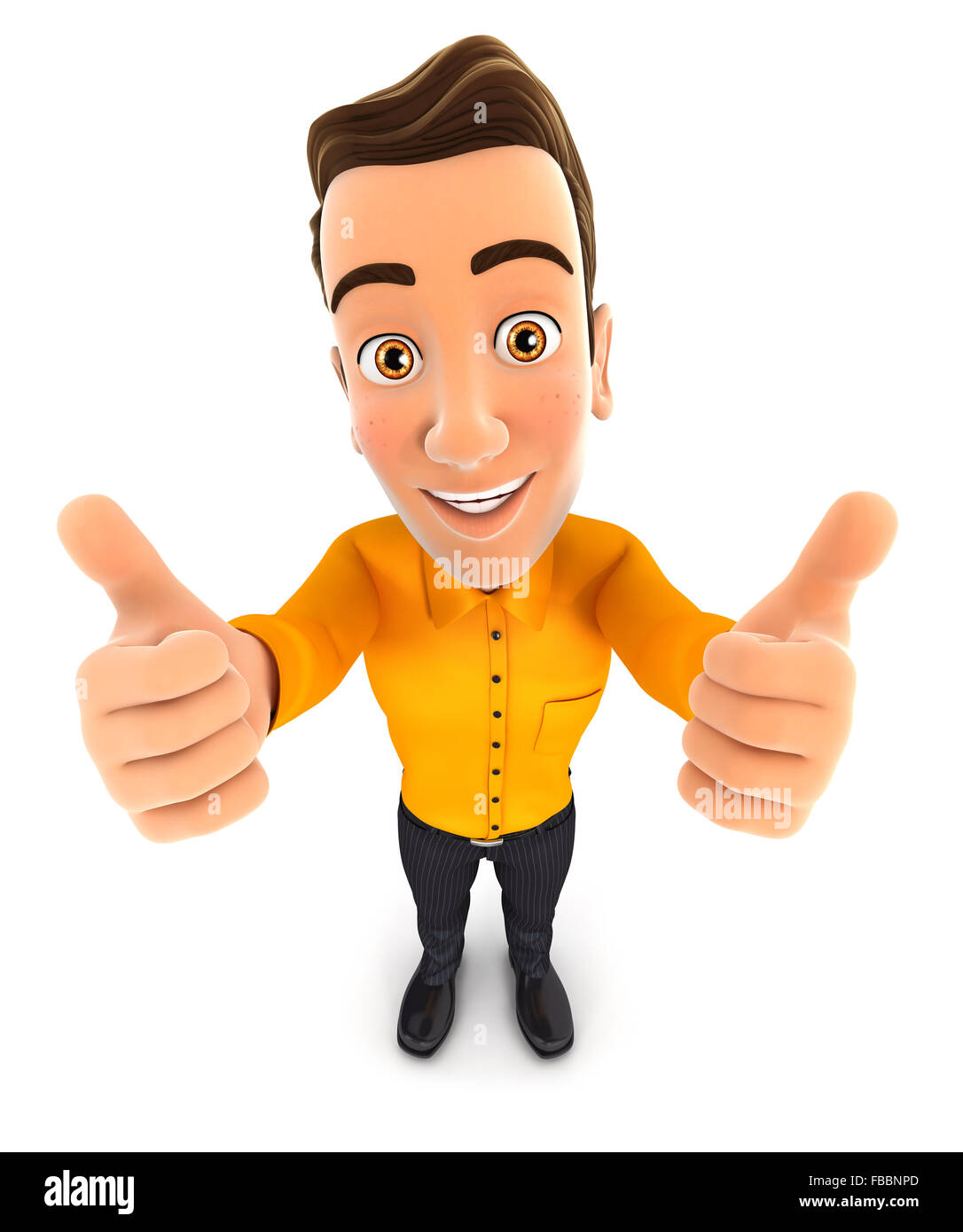 3d man thumbs up, isolated white background Stock Photo