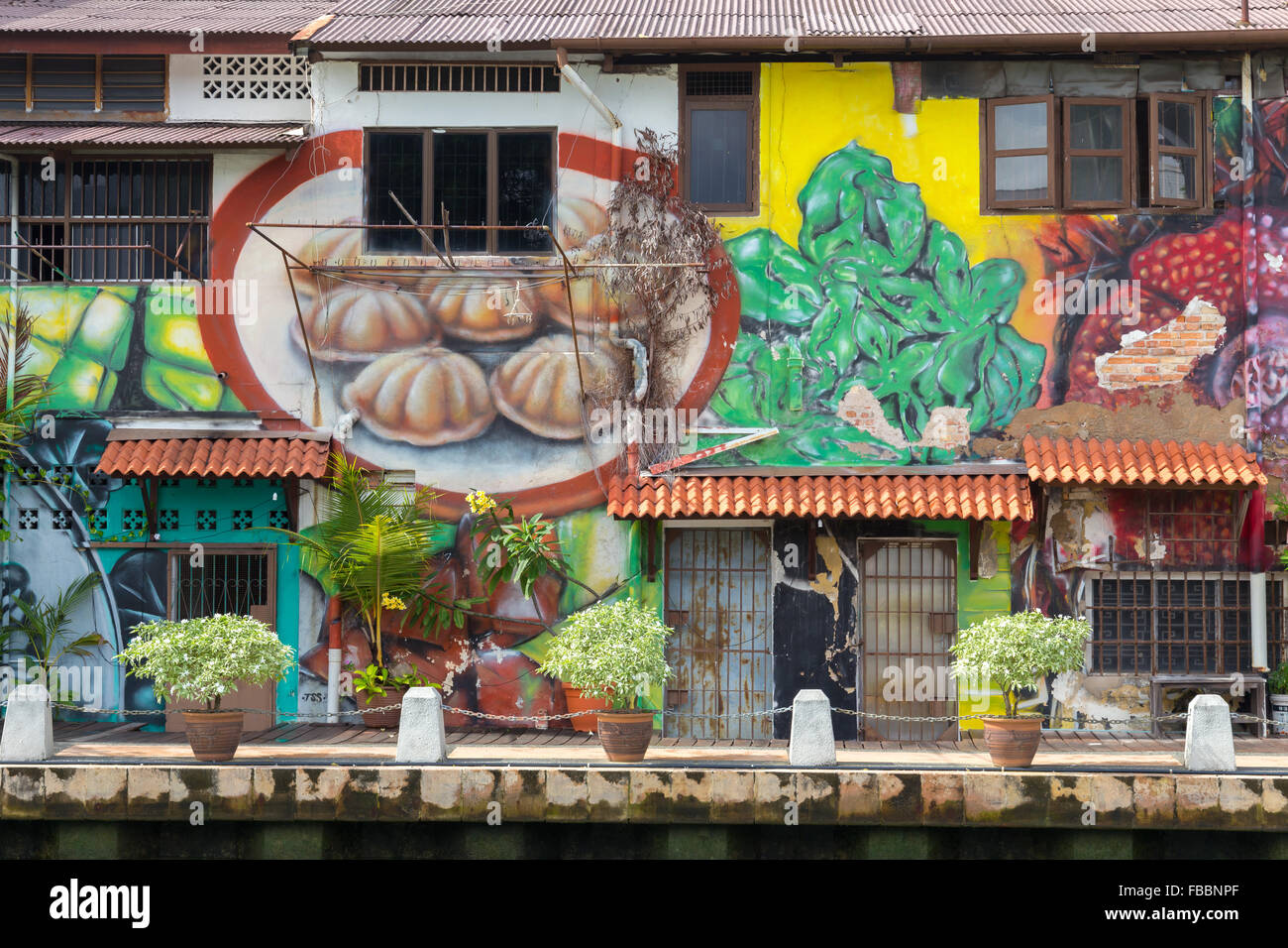 colorful wall murals malacca river stock photos colorful wall