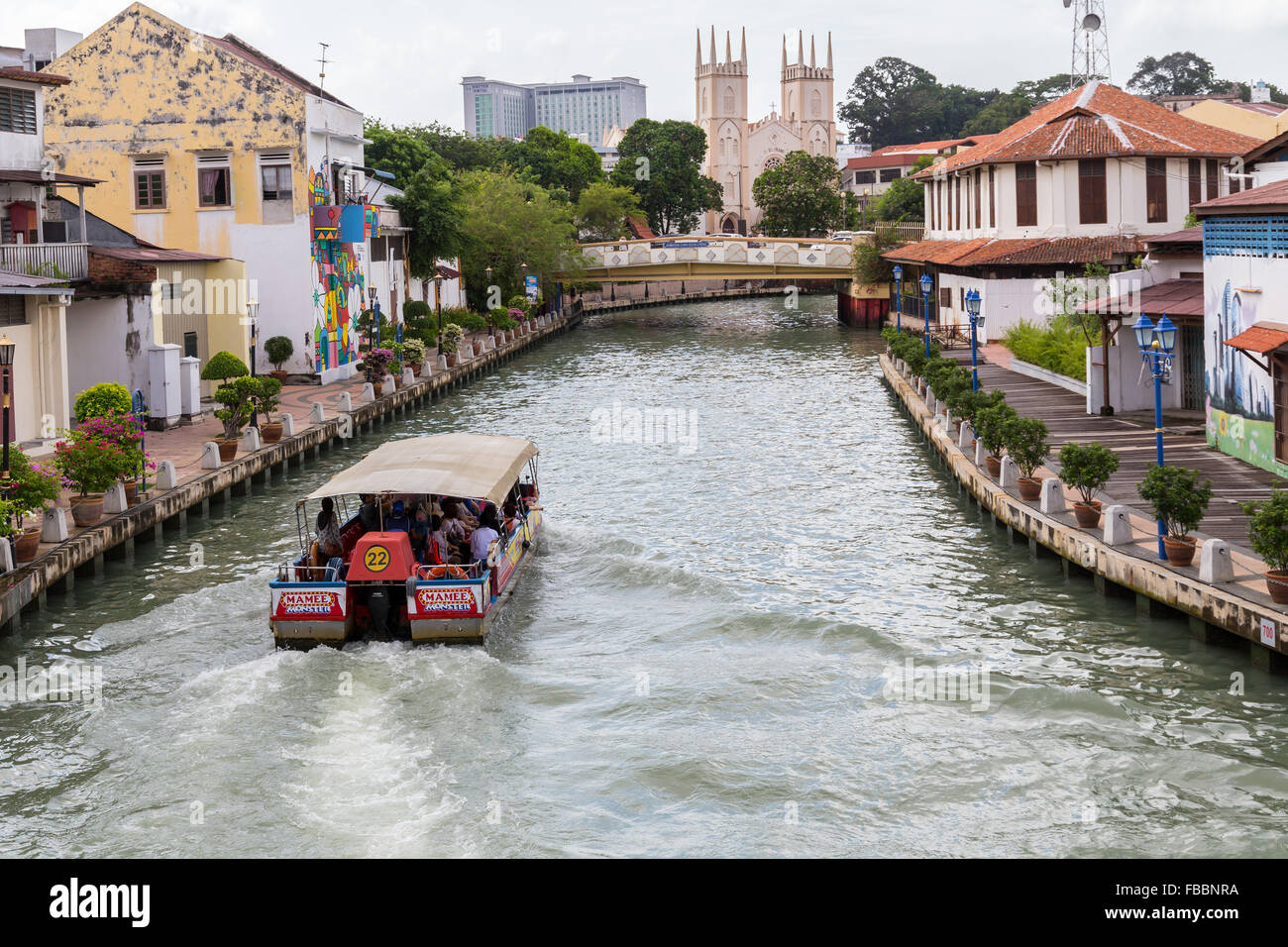 Colorful wall murals by the Malacca river. Stock Photo