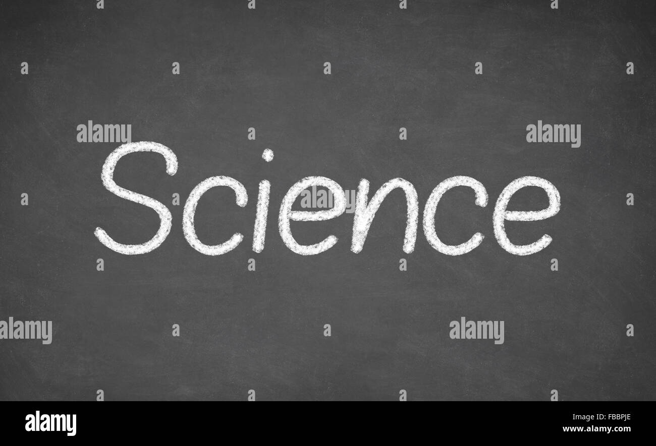 Science lesson on blackboard or chalkboard. Stock Photo
