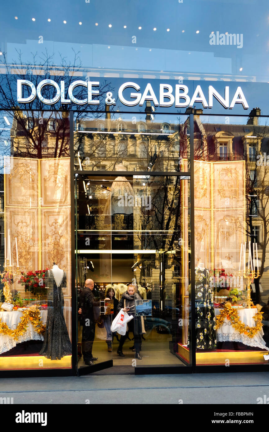 Luxury Dolce & Gabbana, fashion house entrance, window display Stock Photo  - Alamy