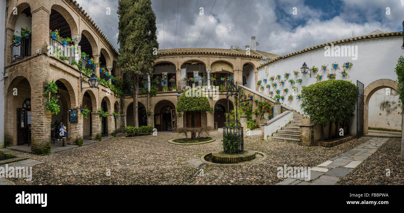 Typical andalucian patio, Cordoba, Andalusia, Spain Stock Photo