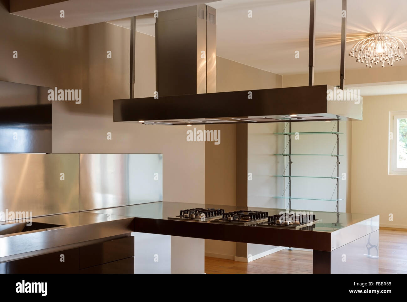 Modern Kitchen Of Apartment Without Objects Empty Stock Photo Alamy