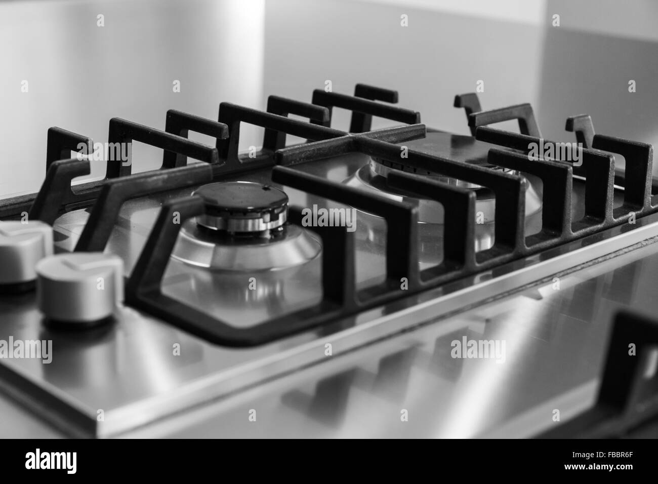 detail of gas stoves, the concept of kitchen Stock Photo