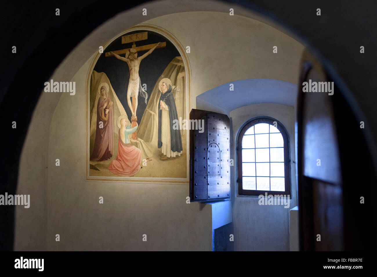 Florence. Italy. Museum of San Marco, cell 25, fresco (1441-42) by Fra Angelico and assistants. Stock Photo