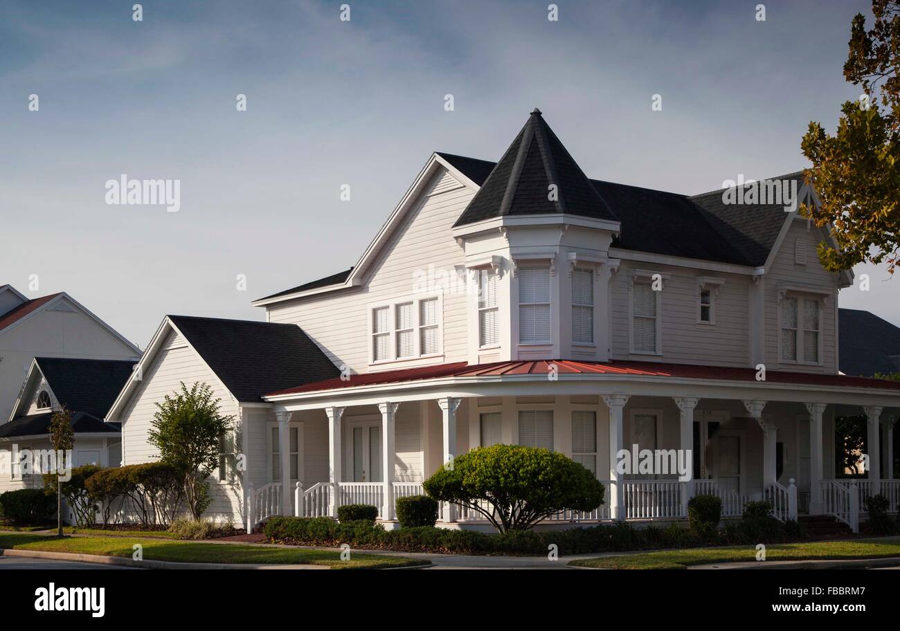 Traditional wooden Residential house in Celebration, Florida USA Stock