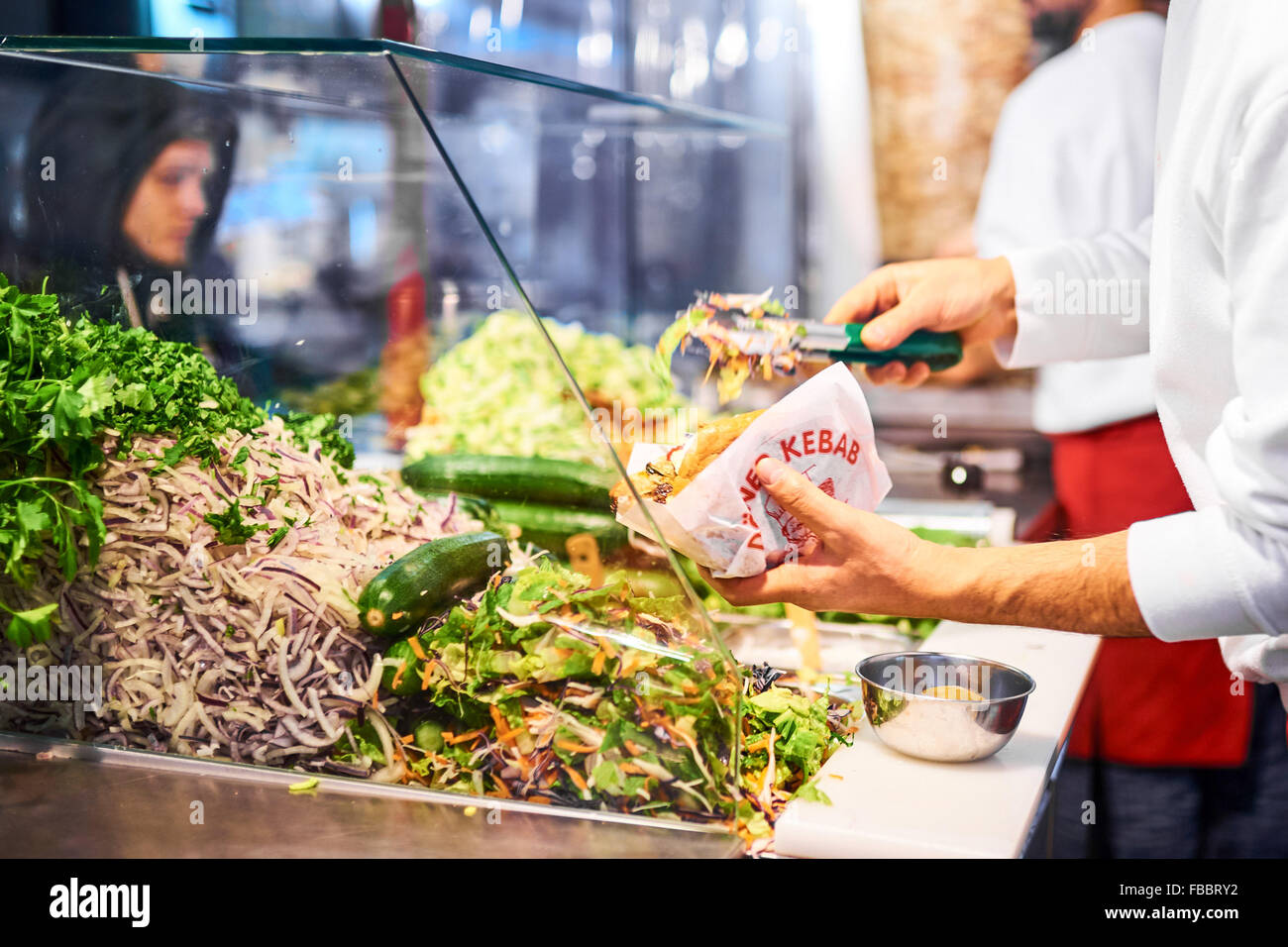 The famous fastfood restaurant "Mustafa Gemuese Kebab" at Mehringdamm in Kreuzberg, January 13, 2016 in Berlin, Germany. Photo: picture alliance / Robert Schlesinger Stock Photo