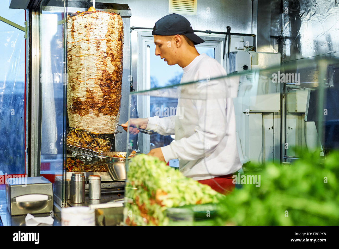 The famous fastfood restaurant 'Mustafa Gemuese Kebab' at Mehringdamm in Kreuzberg, January 13, 2016 in Berlin, Germany. Photo: picture alliance / Robert Schlesinger Stock Photo