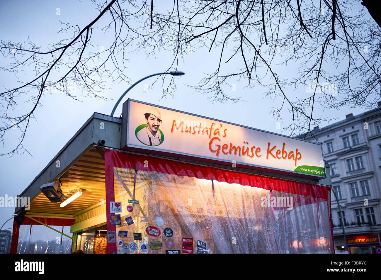 The famous fasfood restaurant 'Mustafa Gemuese Kebab' at Mehringdamm in Kreuzberg, January 13, 2016 in Berlin, Germany. Photo: picture alliance / Robert Schlesinger Stock Photo
