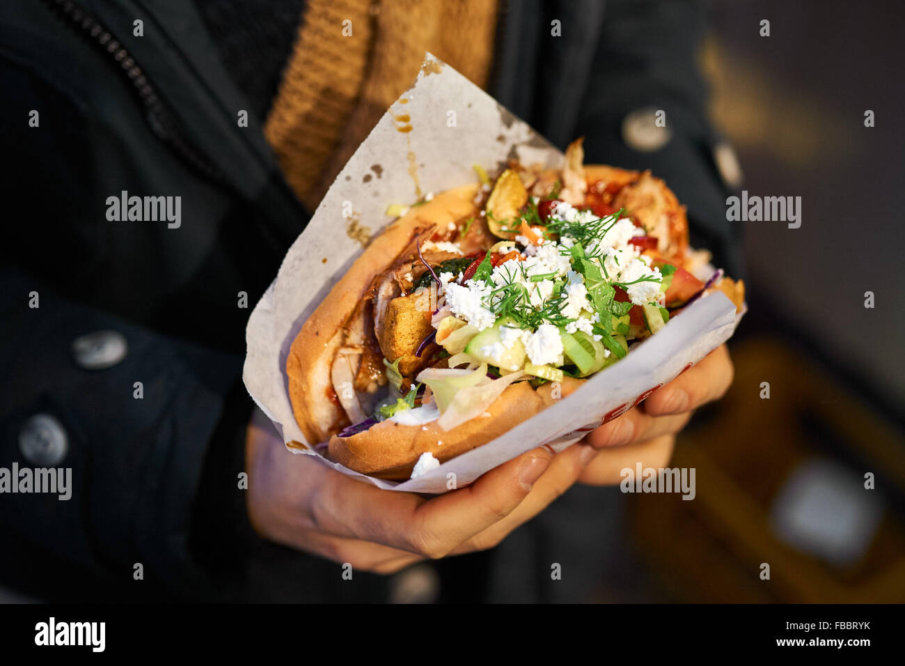 The famous fasfood restaurant 'Mustafa Gemuese Kebab' at Mehringdamm in Kreuzberg, January 13, 2016 in Berlin, Germany. Photo: picture alliance / Robert Schlesinger Stock Photo