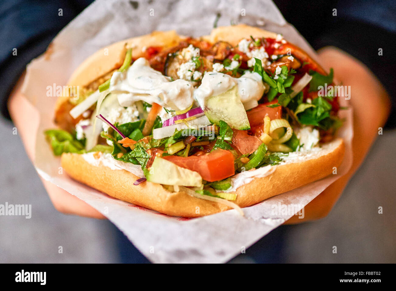 The famous fastfood restaurant 'Mustafa Gemuese Kebab' at Mehringdamm in Kreuzberg, January 13, 2016 in Berlin, Germany. Photo: picture alliance / Robert Schlesinger Stock Photo