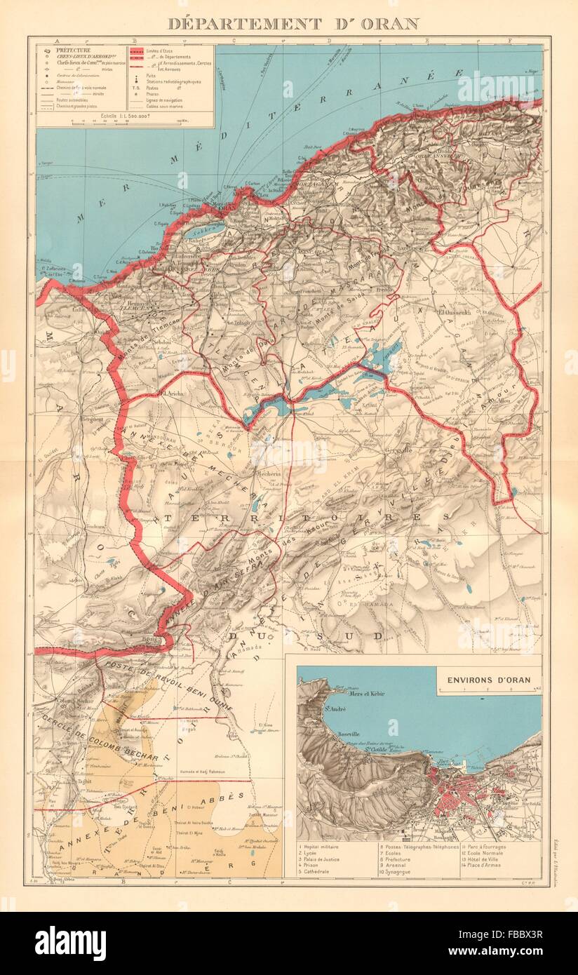 FRENCH ALGERIA Departement D Oran Oran Environs City Plan 1938 Old 