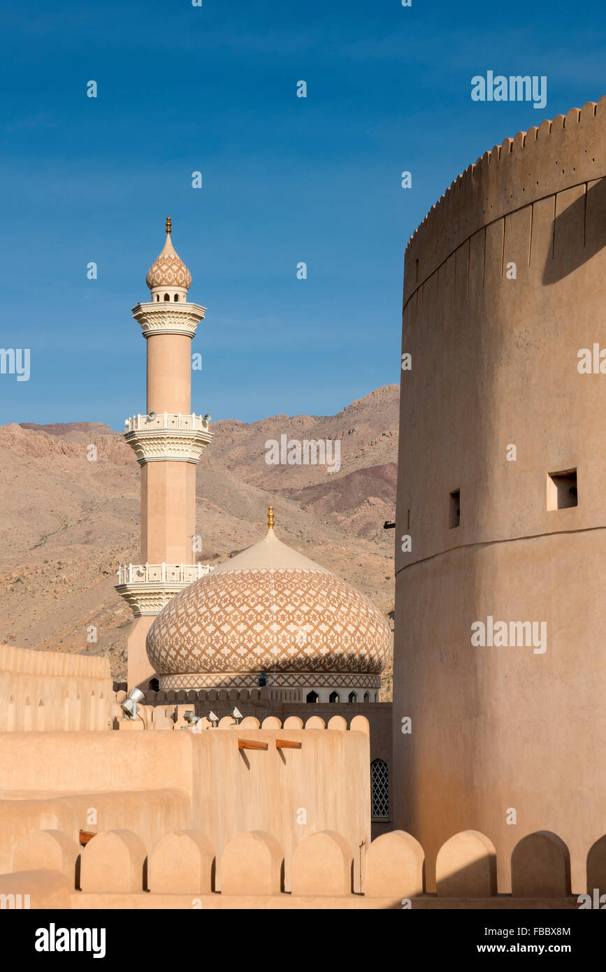 View of Nizwa Mosque from Nizwa Fort in Nizwa Oman Stock Photo