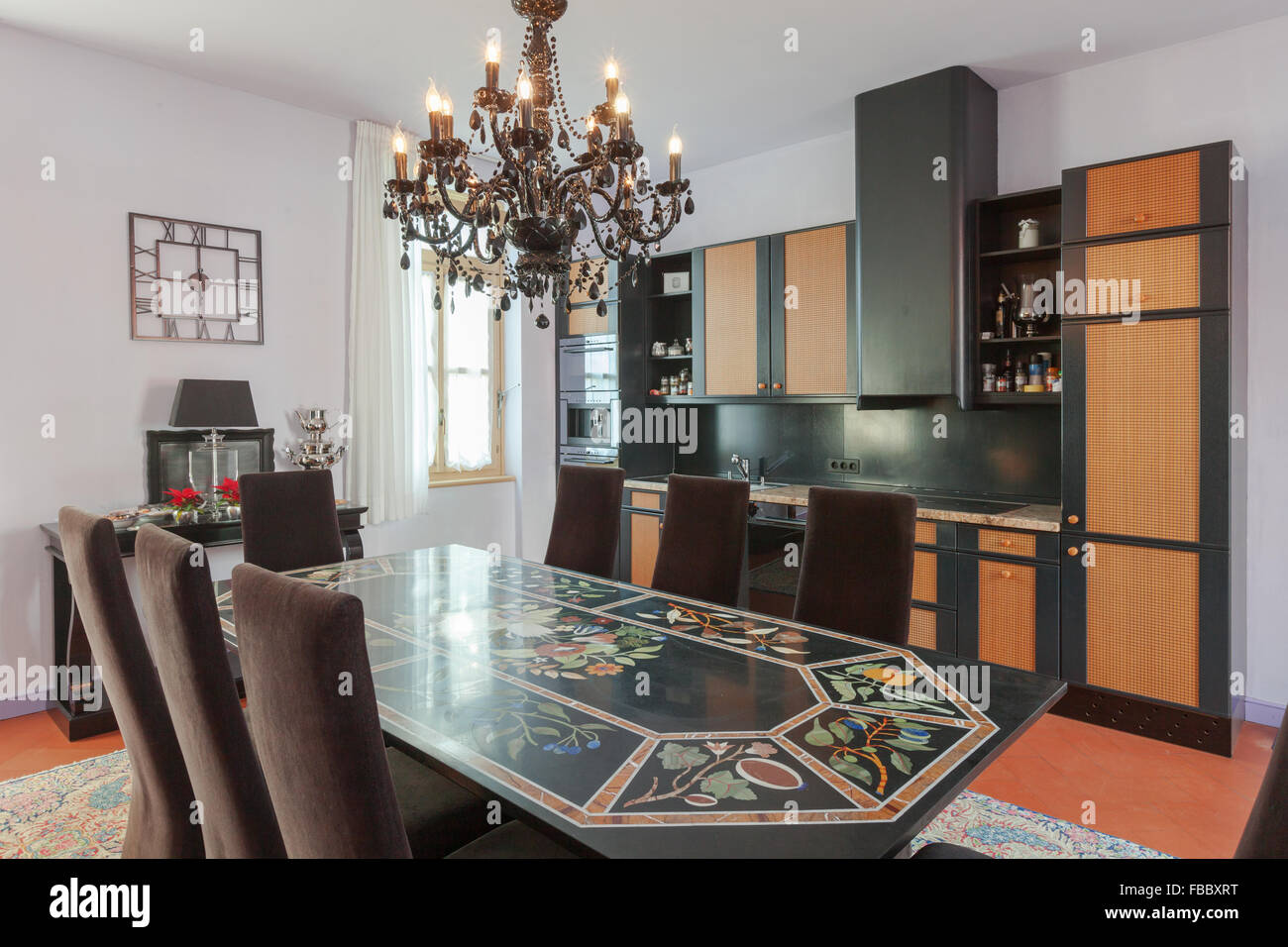 House interiors furnished, dining room Stock Photo - Alamy