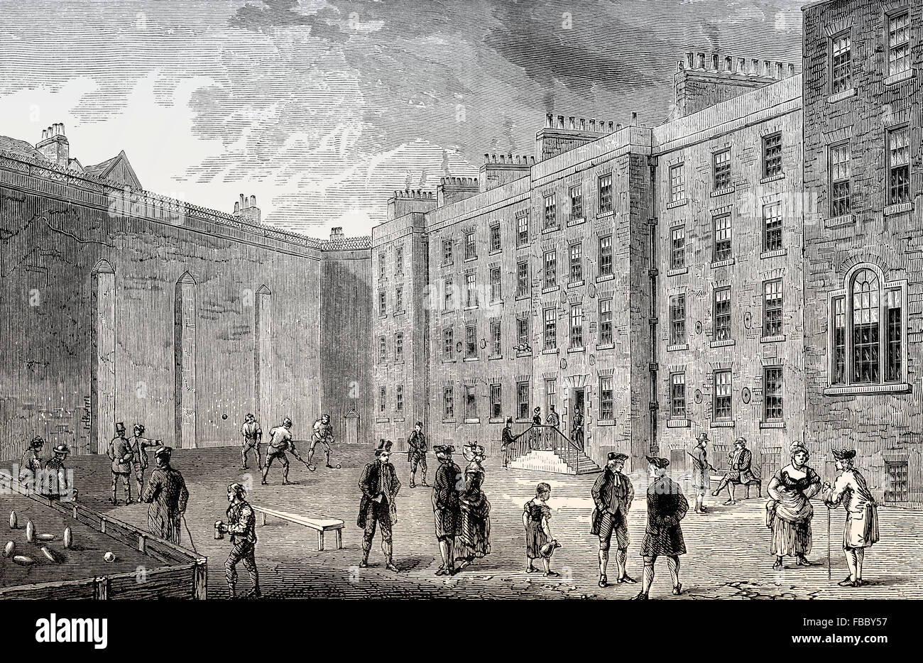 The Raquet Ground of the Fleet Prison circa 1808, London, UK Stock Photo