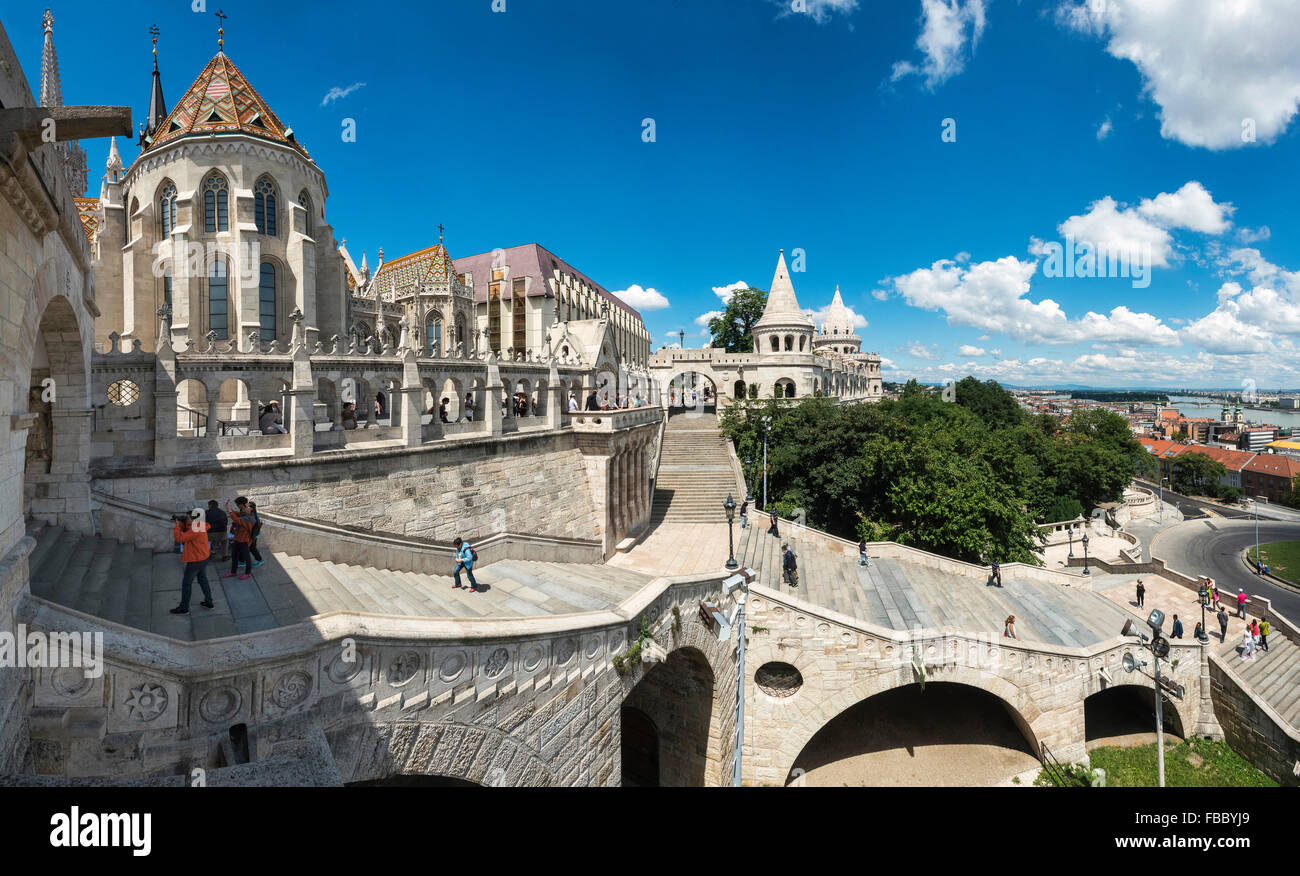 Matyas Church and Fishermans Bastion, Castle District, Budapest, Hungary. Stock Photo