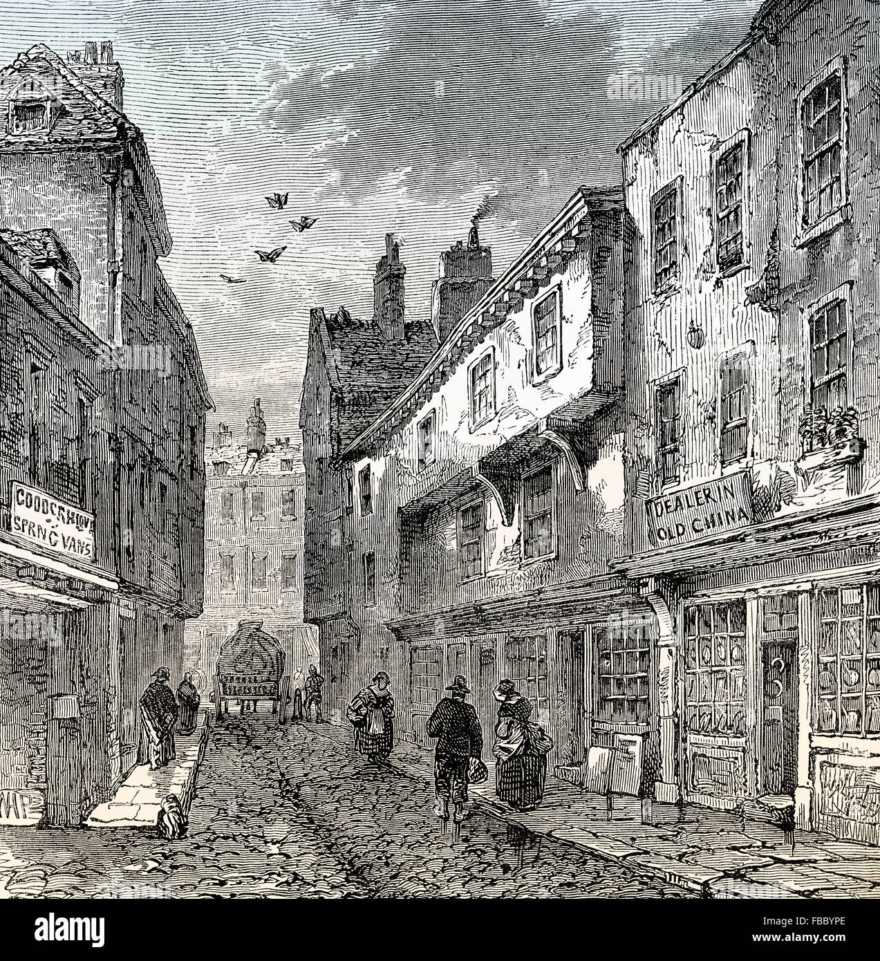 Leather Lane, a street in the Holborn area of London, England, 18th century Stock Photo
