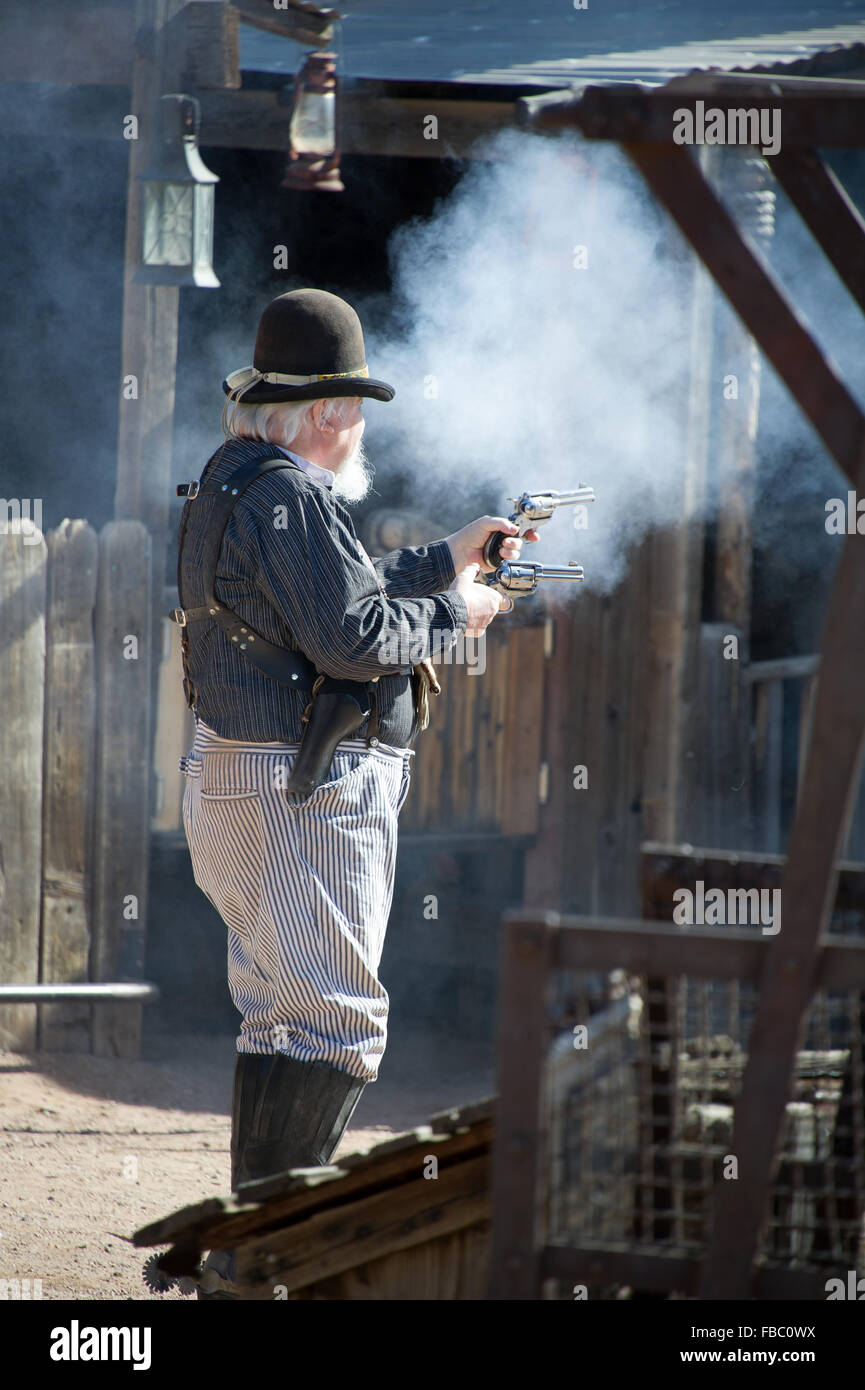 Ghost Town Gunfight Stock Photo