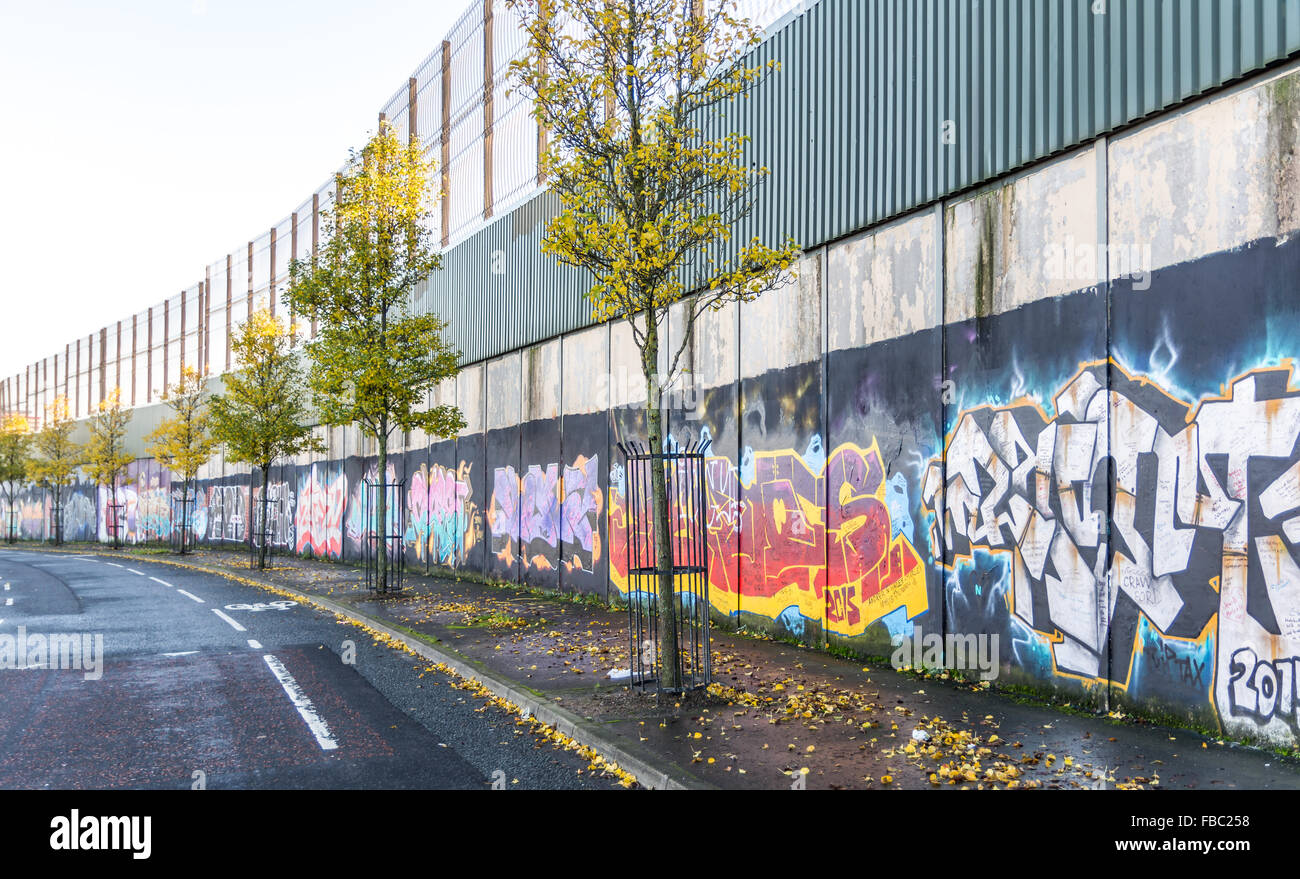 A section of Belfast peace wall. Stock Photo