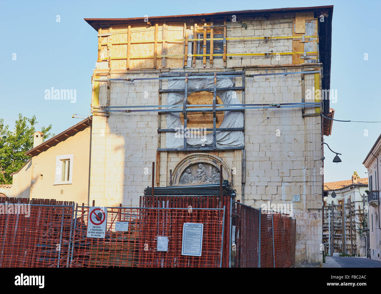 Rebuilding work after earthquake L'Aquila Abruzzo Italy Europe Stock Photo