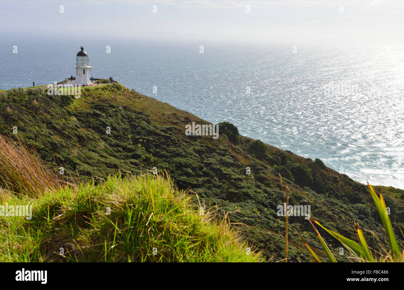 Cape Reinga/Te Rerenga Wairua,  light house at the  northern tip of New Zealand Stock Photo