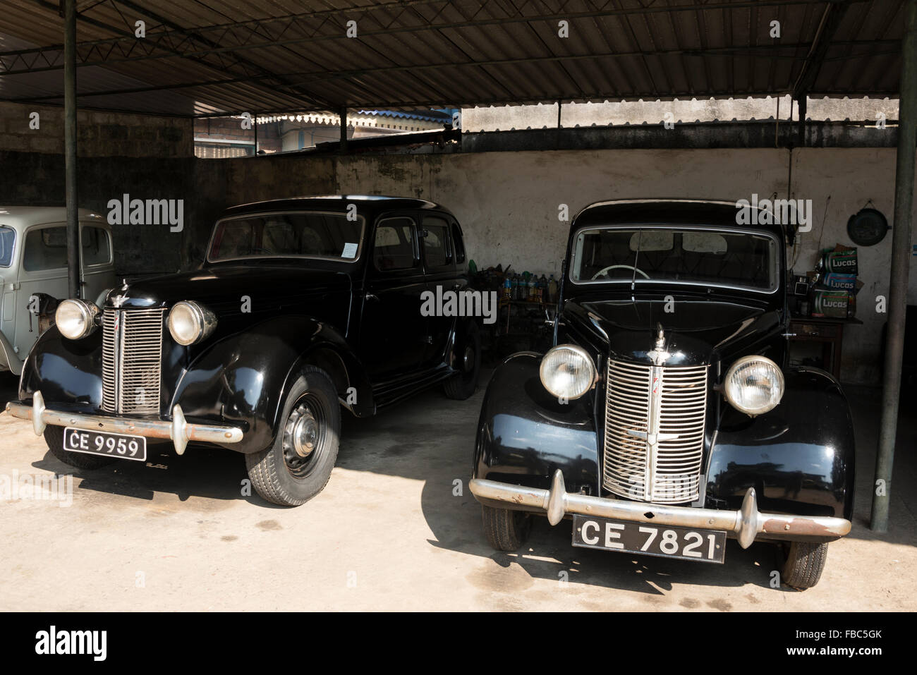 Two old English cars on display, L- R is an Austin 12 and Austin 10 at ...