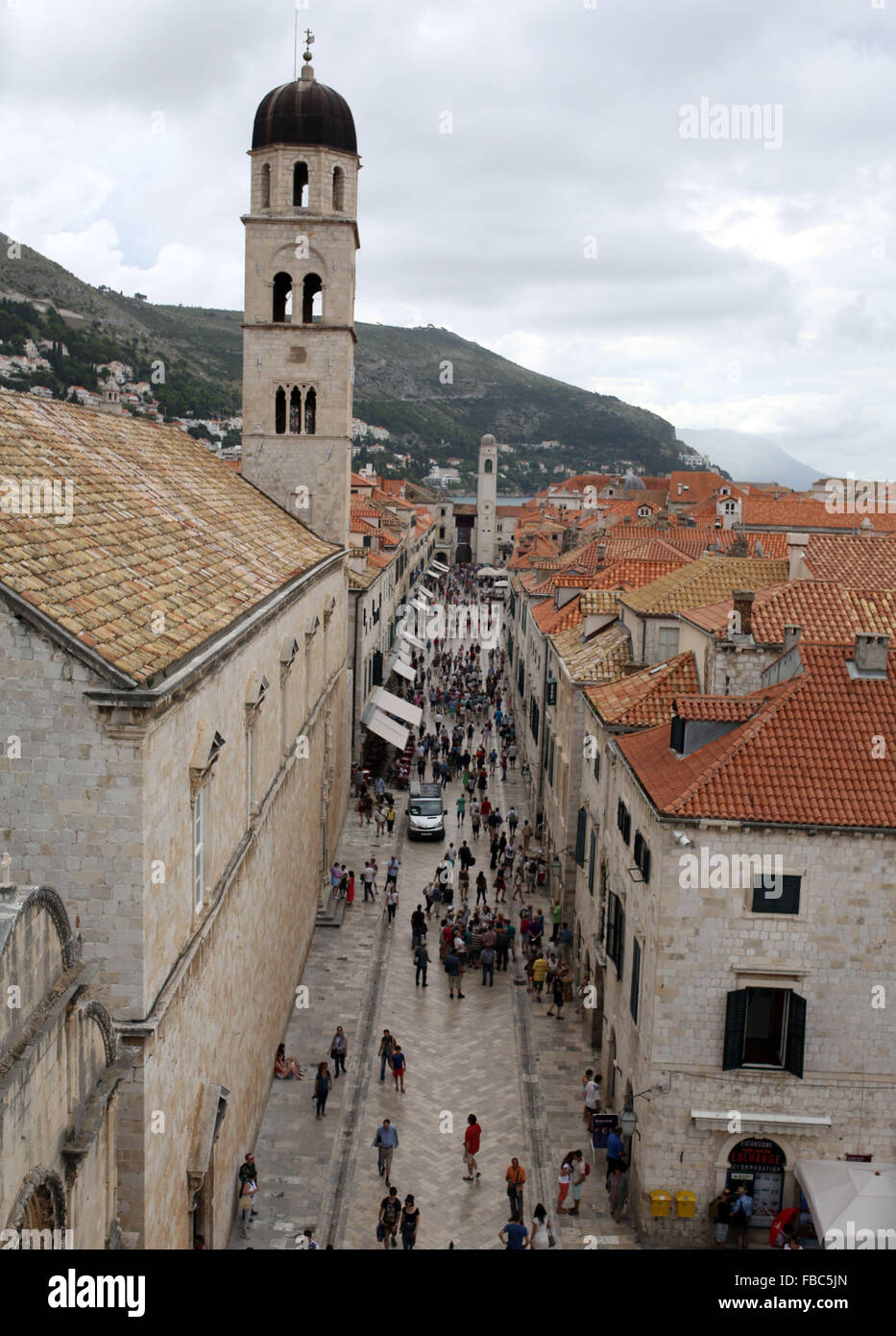 View of the Stradun, the main street inside the Walled City of Dubrovnik, UNESCO World Heritage Site, Croatia, Europe Stock Photo
